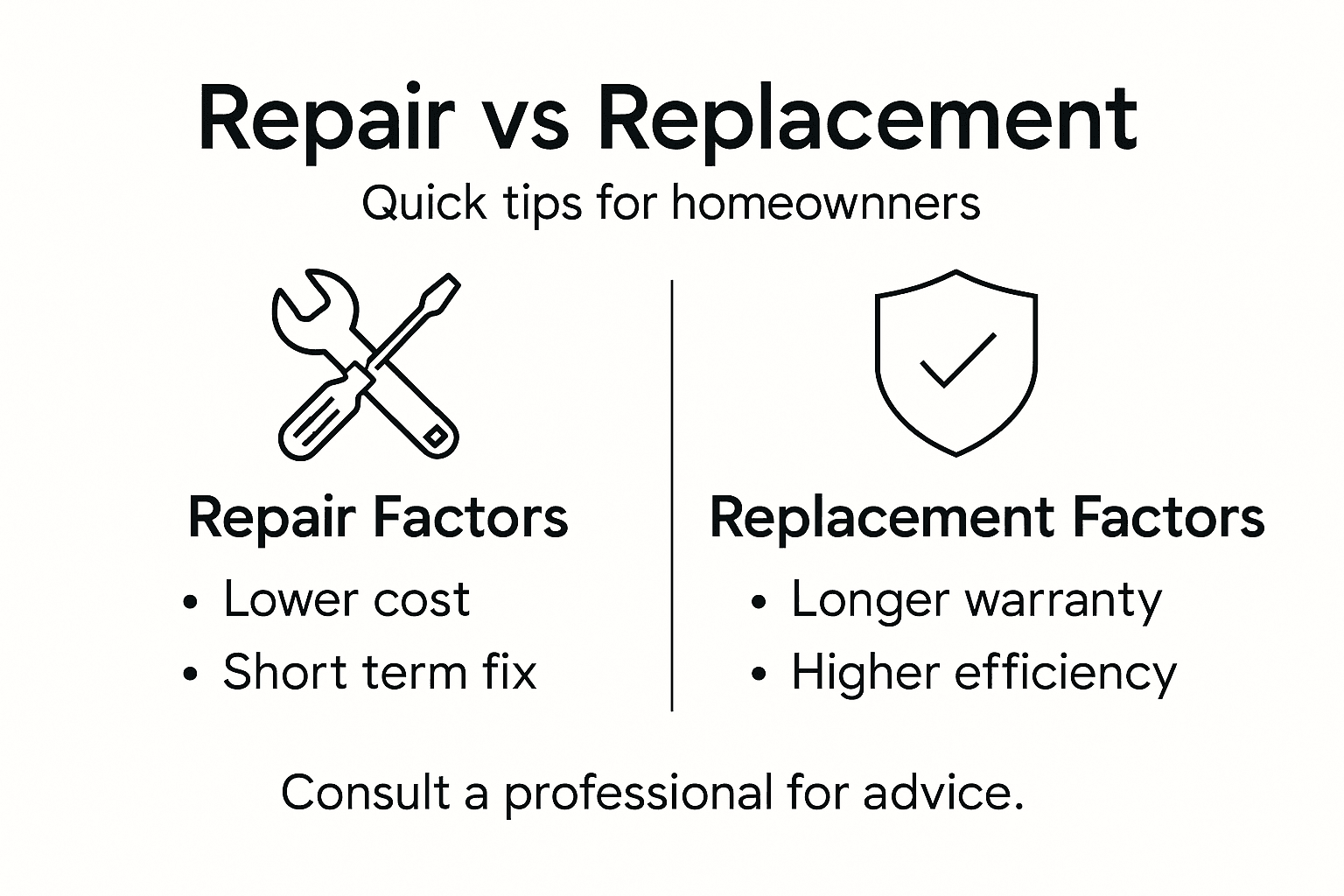 Infographic showing repair and replacement comparison