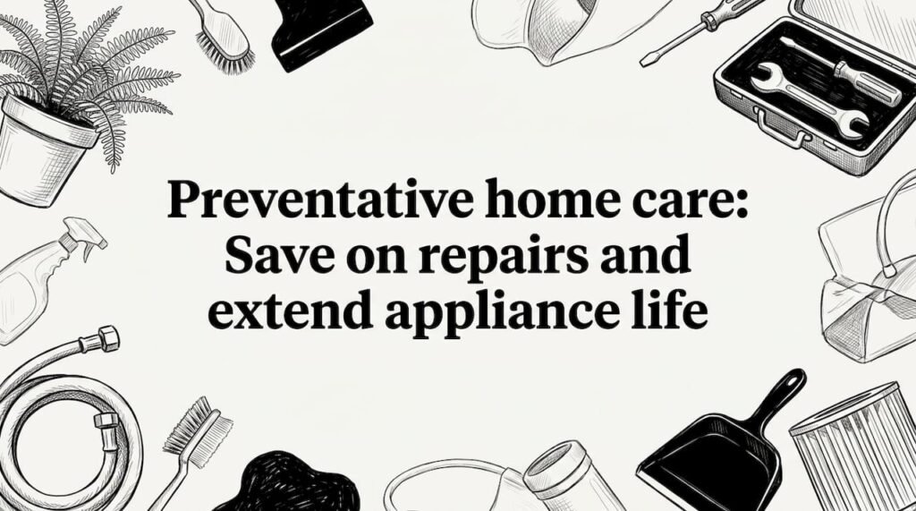 Hand-sketched home care items frame title card