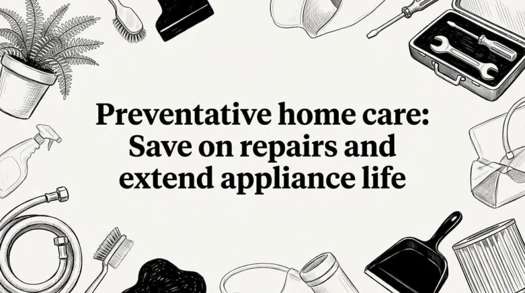 Hand-sketched home care items frame title card