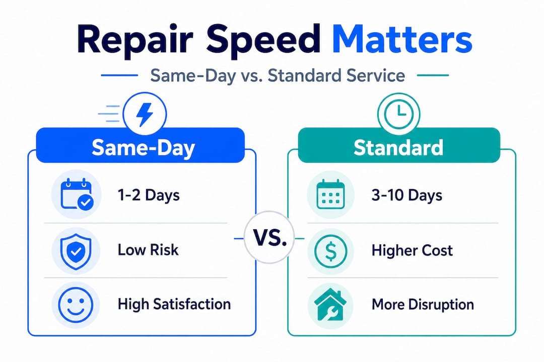 Infographic comparing same-day and standard appliance repair