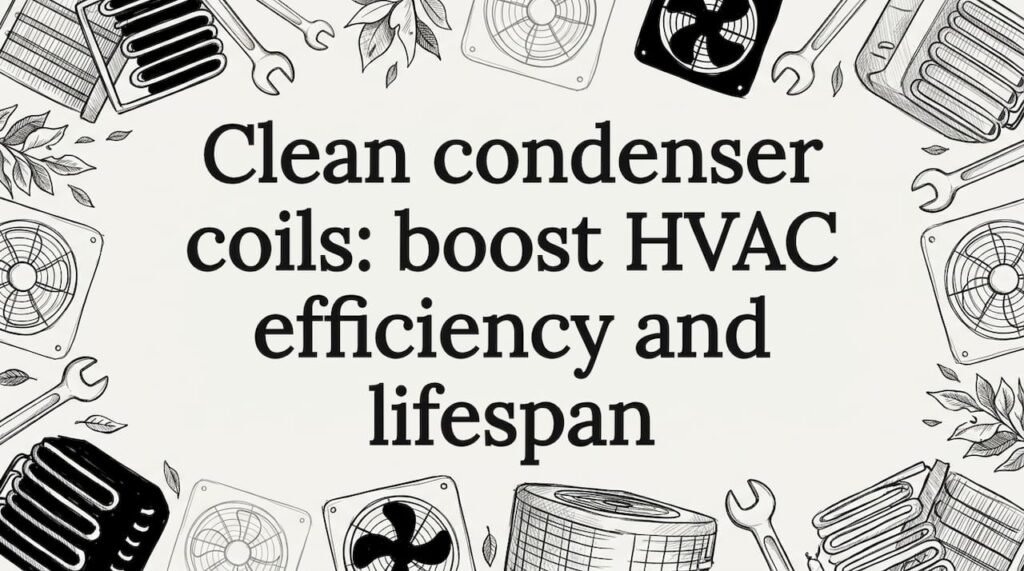 Decorative hand-drawn HVAC parts framing blog title