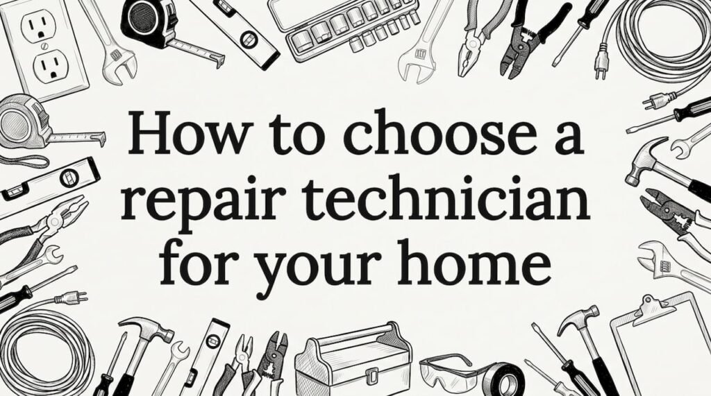 Decorative home repair tool title card illustration