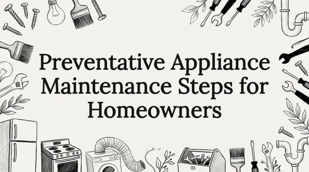 Hand-drawn appliance tools framing blog title card