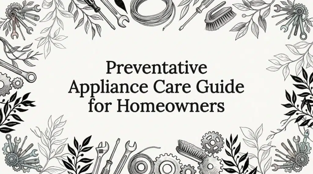 Decorative title card illustration for appliance care