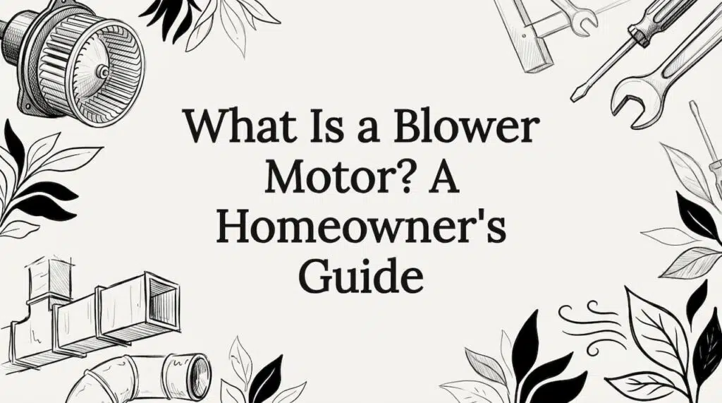 Decorative title card with blower motor sketches