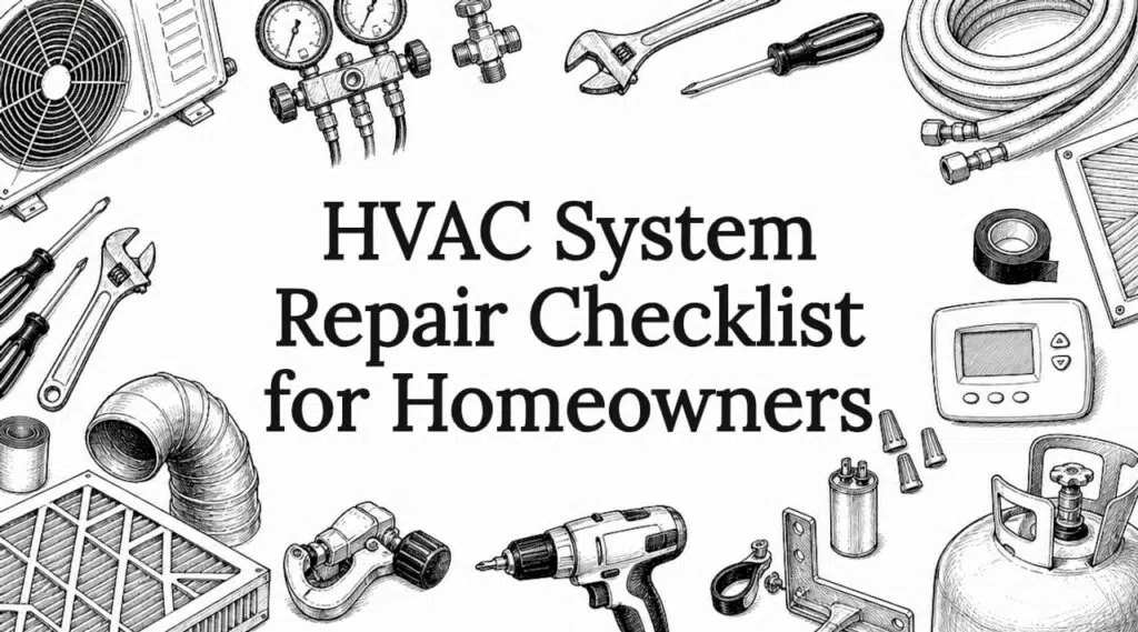 Decorative title card with HVAC tools illustration