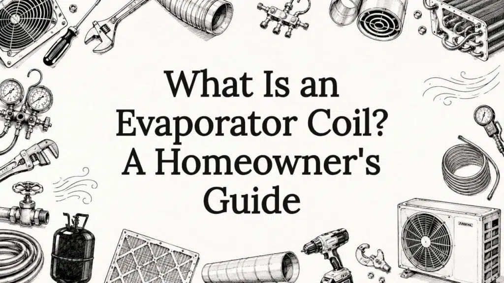 Decorative illustrated hero title card with HVAC tools