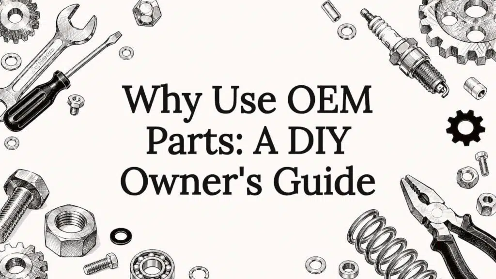 Decorative title card illustration with automotive tools
