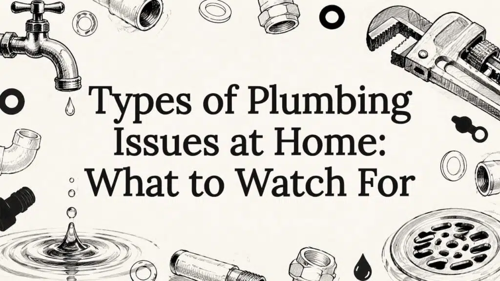 Decorative plumbing-themed title card illustration