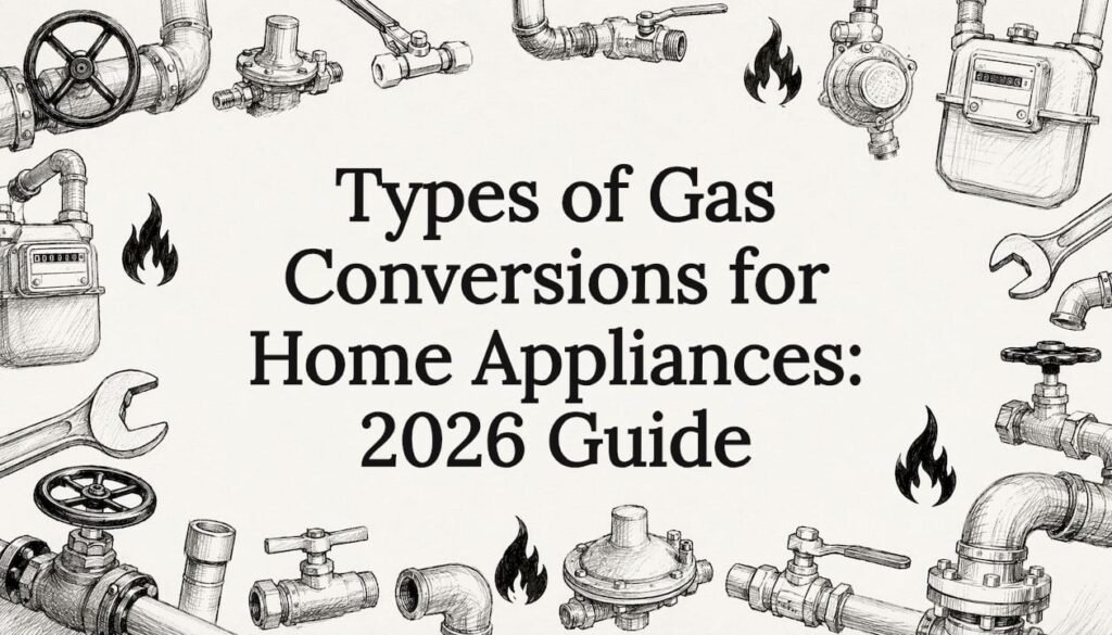 Decorative gas appliance themed title card illustration