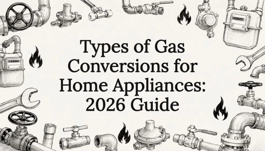 Decorative gas appliance themed title card illustration
