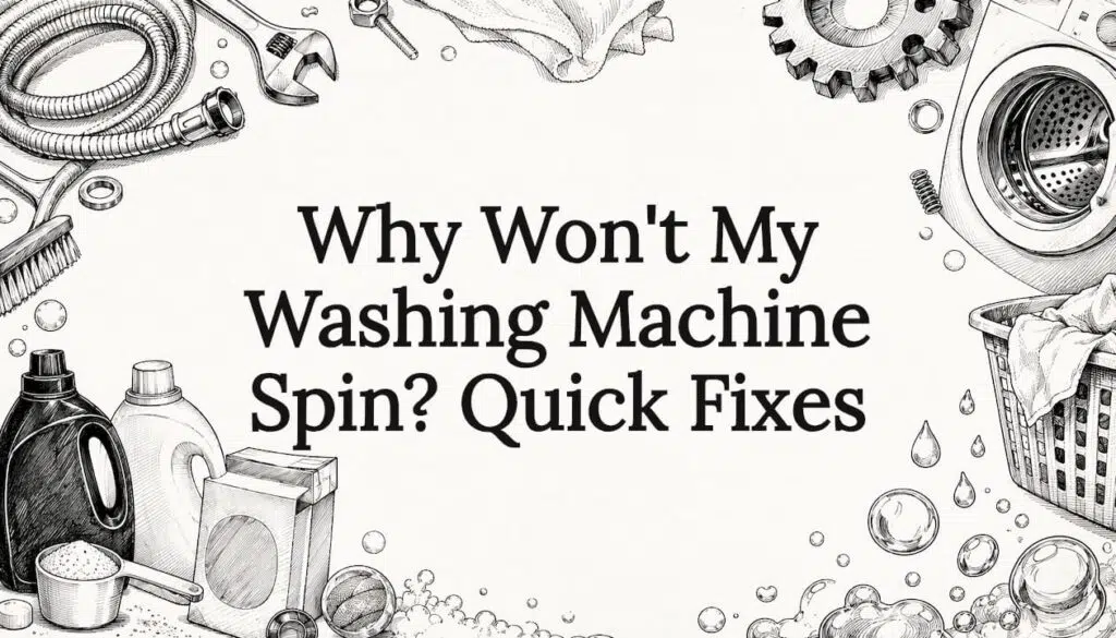 Decorative washing machine title card illustration