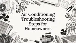 Decorative title card illustration with air conditioning tools