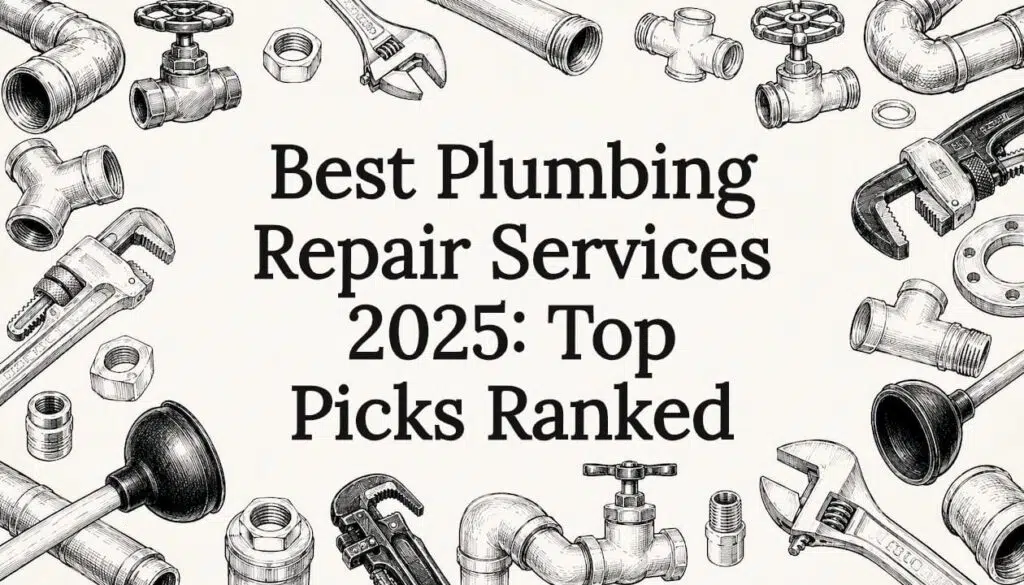 Decorative plumbing tools title-card illustration