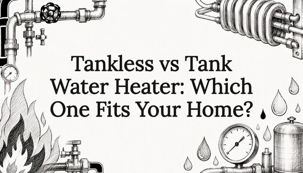 Decorative title card illustration for water heater article