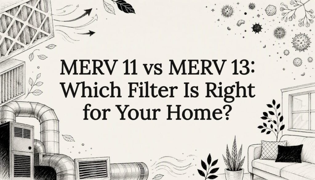 Decorative title card illustration of HVAC filters and home air quality