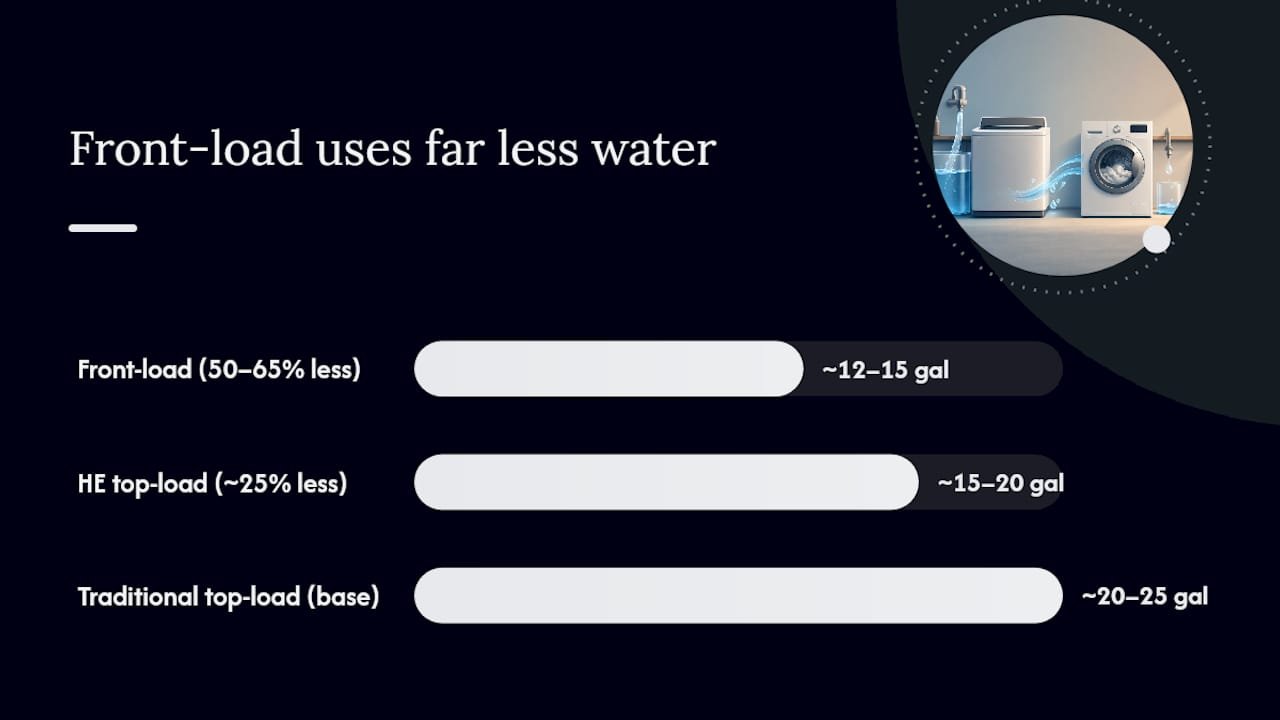 Diagram comparing washer water and energy usage