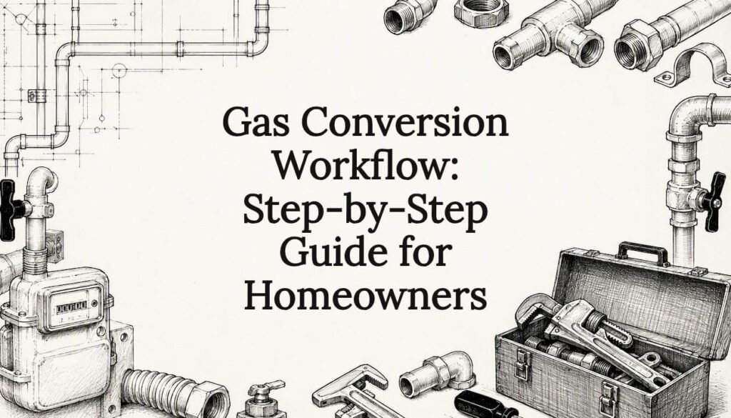 Decorative title card illustration for gas conversion workflow article