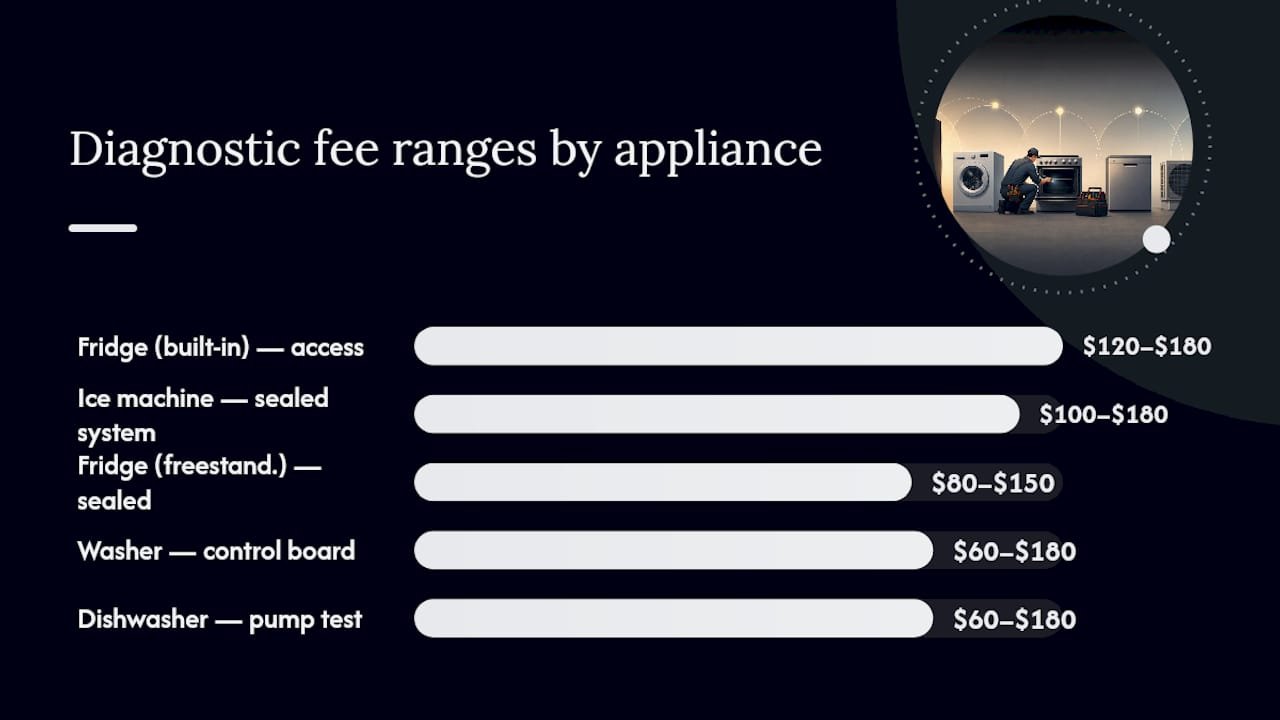 Bar chart comparing diagnostic fees by appliance type