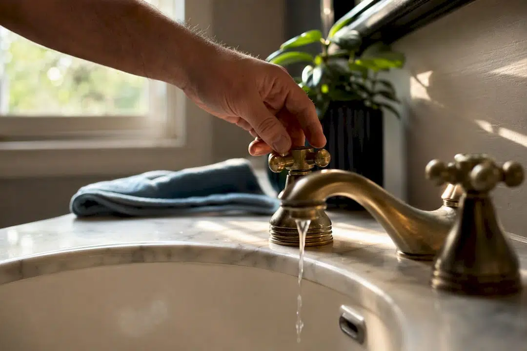 Hand opening faucet to drain pipe pressure