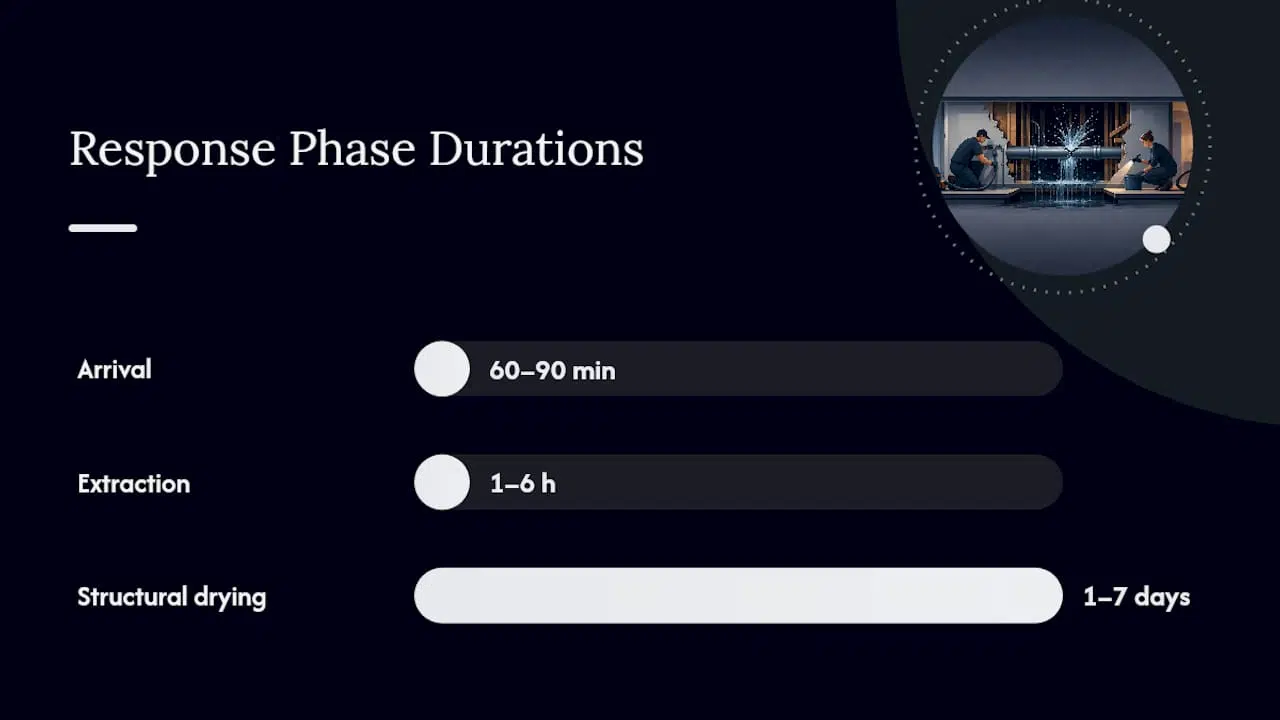 Timeline diagram of burst pipe response phases