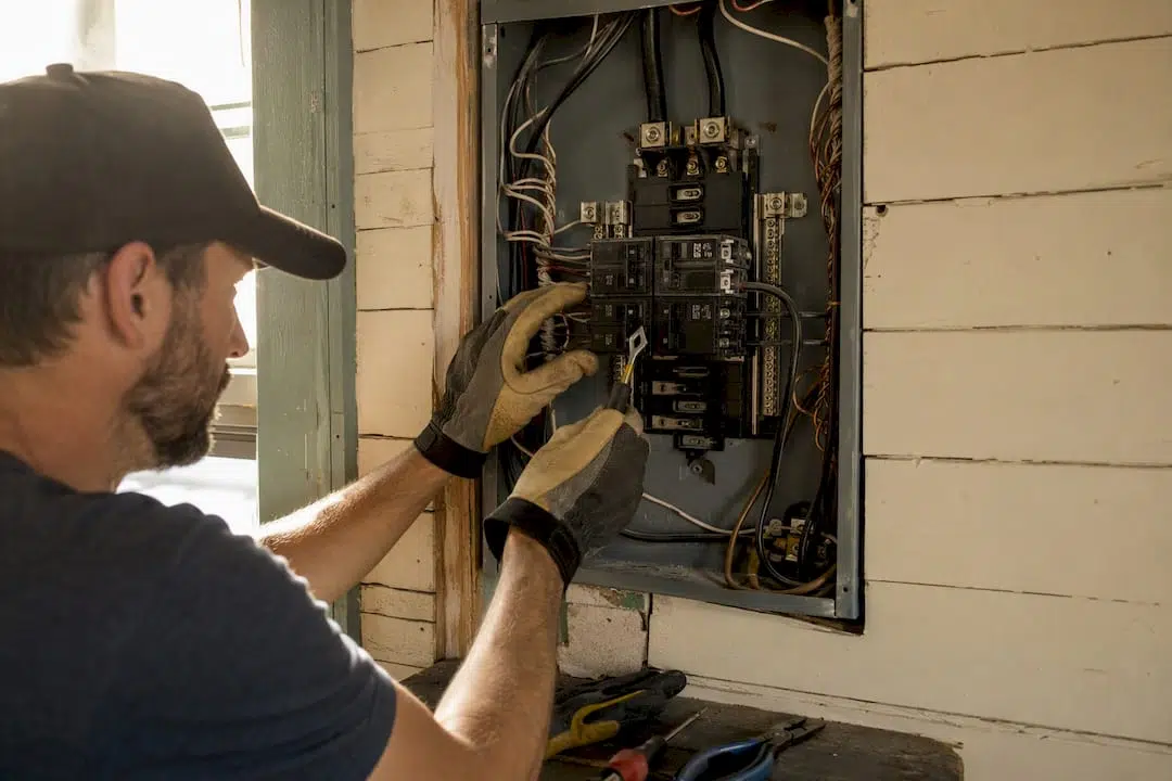 Electrician wiring new dryer circuit breaker