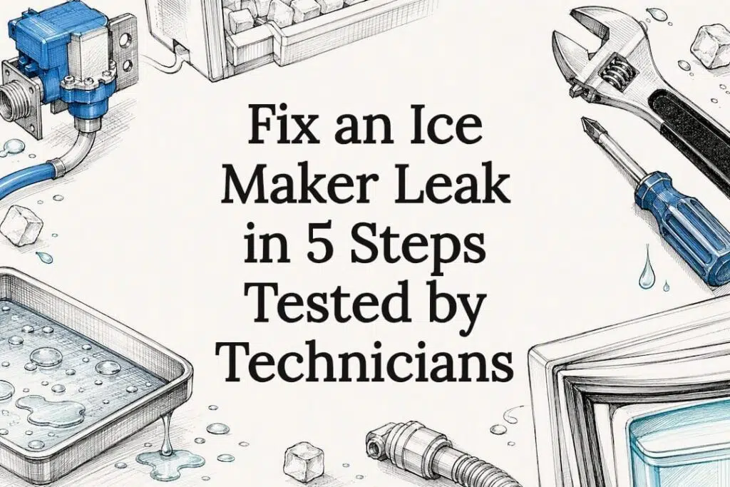 Decorative ice maker leak repair title card