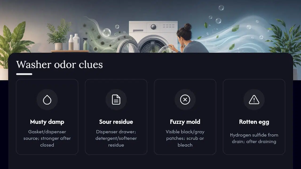 Four washer odor sources and clues