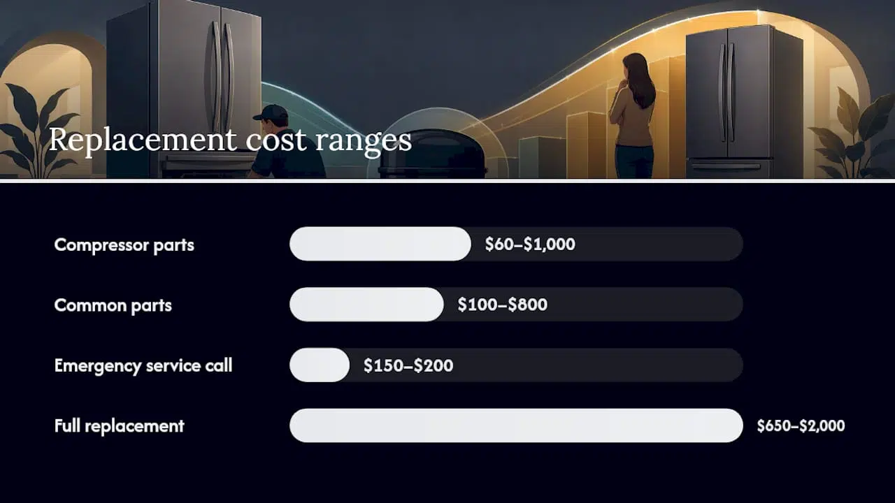 Refrigerator compressor replacement cost ranges
