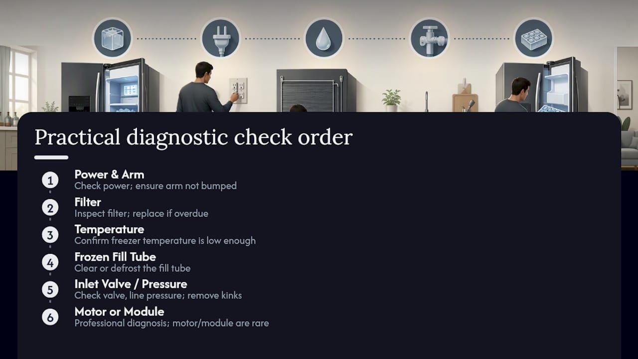Five ice maker diagnostic causes