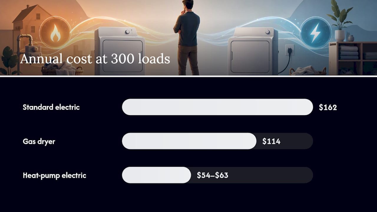 Annual operating costs for three dryer types