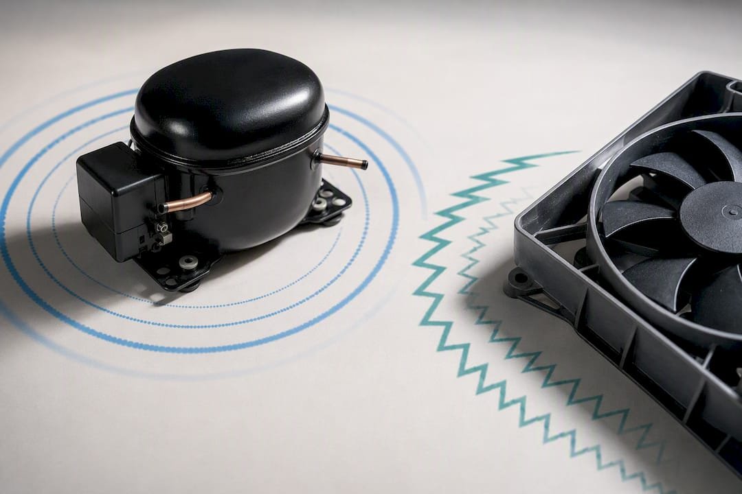 Illustration comparing compressor and fan noise