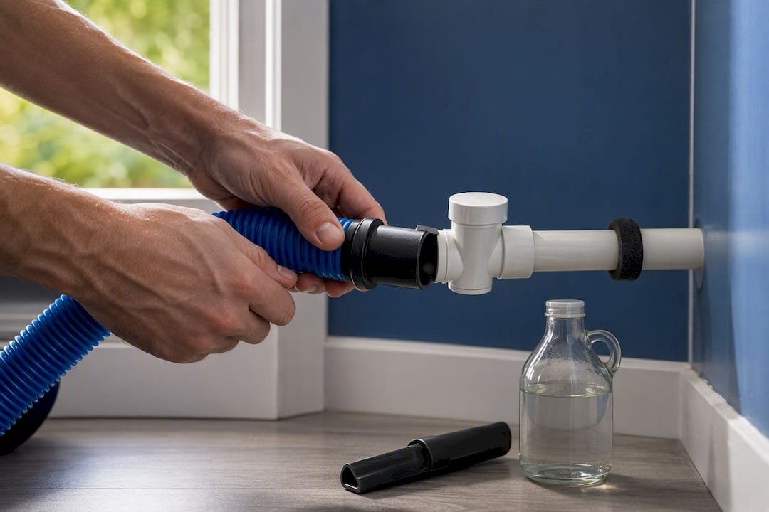 Wet vacuum clearing an AC drain line