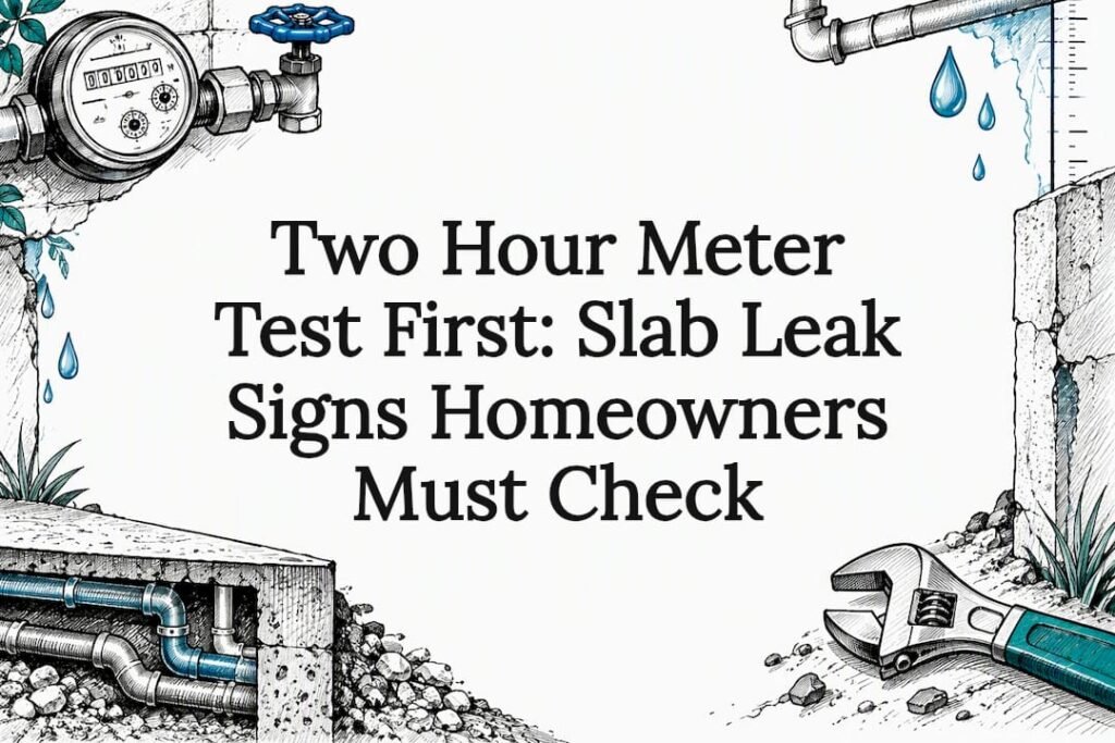 Decorative slab leak checklist title card