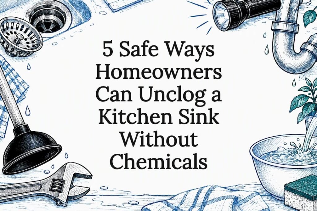 Decorative chemical-free sink unclogging title card