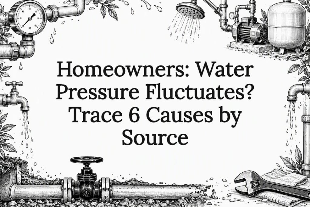 Water system sketches frame the title