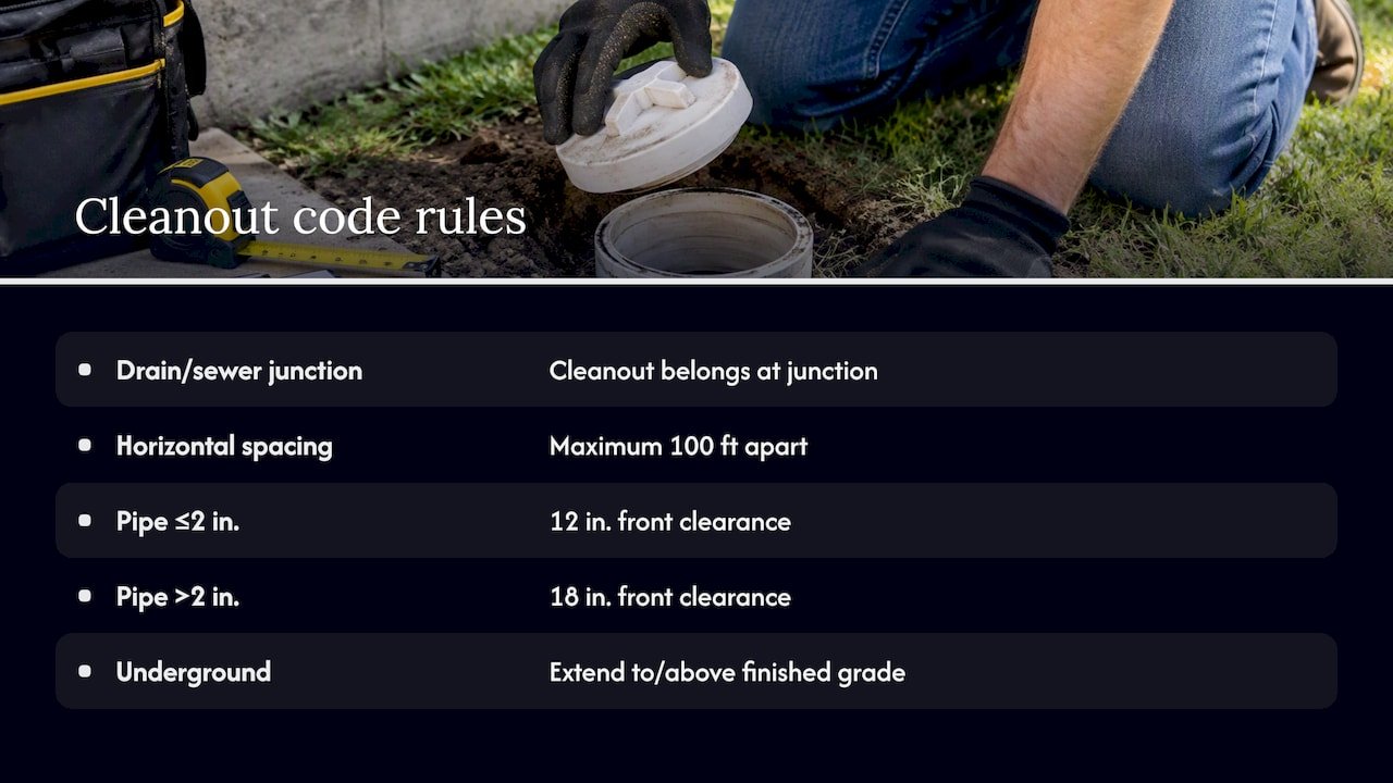 What do plumbing codes say about cleanouts? — overview diagram