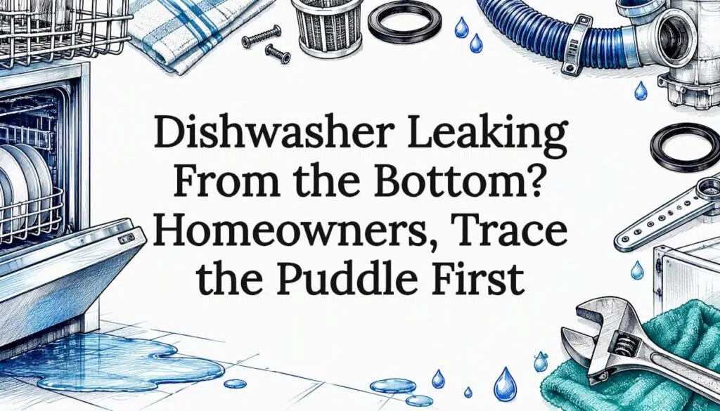 Dishwasher leak title card illustration