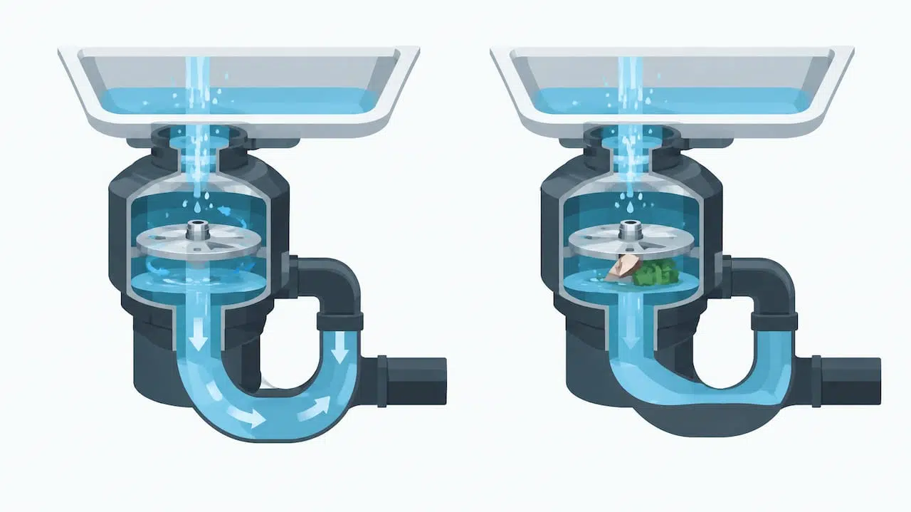 Illustration of disposal flow and jam prevention