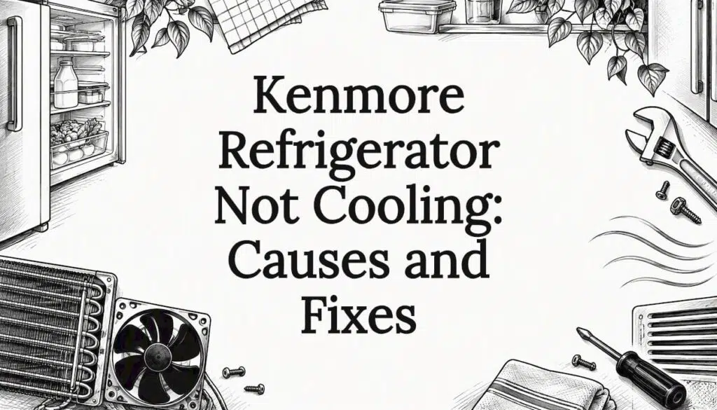 Sketch of refrigerator repair details around title